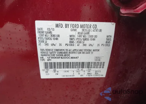 2013 Ford Explorer Limited from USA, damaged, VIN 1FM5K8F82DGC48447